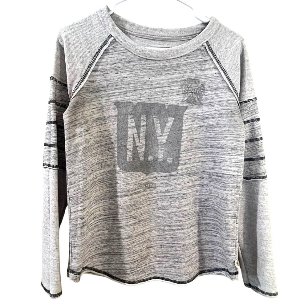 New York Rangers Sweatshirt Womens Small Gray Graphic Fleece Spell Out CCM